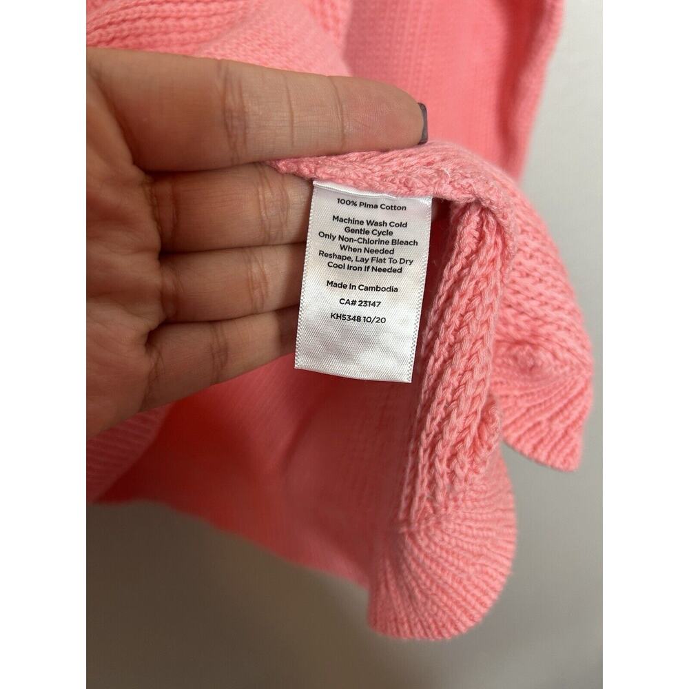 Talbots Pima Cotton Crochet Knit Pink Crewneck Sweater Size 2XP Spring Colorful - Picture 4 of 7